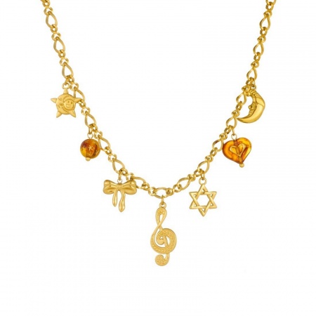 Immagine di Nota Musicale Collana con Ciondolo All'Ingrosso, Placcato Oro 18K 304 Acciaio Inossidabile Donne Placcatura Sottovuoto Squisito Elegante Regalo Gioielli Per Rivenditore, 40cm + 6cm Lunghezza, 1 Pz