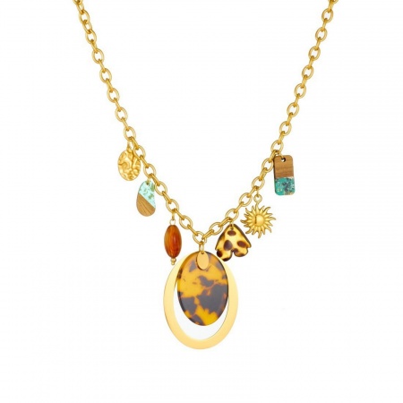 Immagine di Collana con Ciondolo All'Ingrosso, Placcato Oro 18K 304 Acciaio Inossidabile Donne Placcatura Sottovuoto Squisito Elegante Regalo Gioielli Per Rivenditore, 40cm + 6cm Lunghezza, 1 Pz