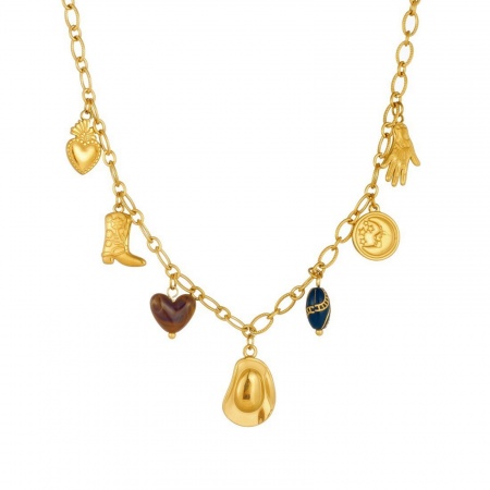 Immagine di Stivale Collana con Ciondolo All'Ingrosso, Placcato Oro 18K 304 Acciaio Inossidabile Donne Placcatura Sottovuoto Cowboy dell'Ovest Elegante Regalo Gioielli Per Rivenditore, 40cm + 6cm Lunghezza, 1 Pz