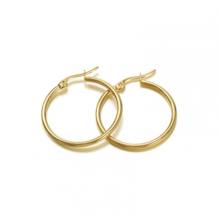 Picture of Wholesale Exquisite Stylish Hoop Earrings, 18K Gold Plated 201 Stainless Steel, Women's Vacuum Plating Gift Jewelry Supply, 3cm Dia., 2 PCs