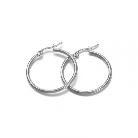 Picture of Wholesale Exquisite Stylish Hoop Earrings, Silver Tone 201 Stainless Steel, Women's Eco-friendly Gift Jewelry Supply, 3cm Dia., 2 PCs