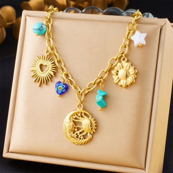 Immagine di Cuore Collana con Ciondolo All'Ingrosso, Placcato Oro 18K 304 Acciaio Inossidabile Donne Placcatura Sottovuoto San Valentino Elegante Regalo Gioielli Per Rivenditore, 40cm + 6cm Lunghezza, 1 Pz