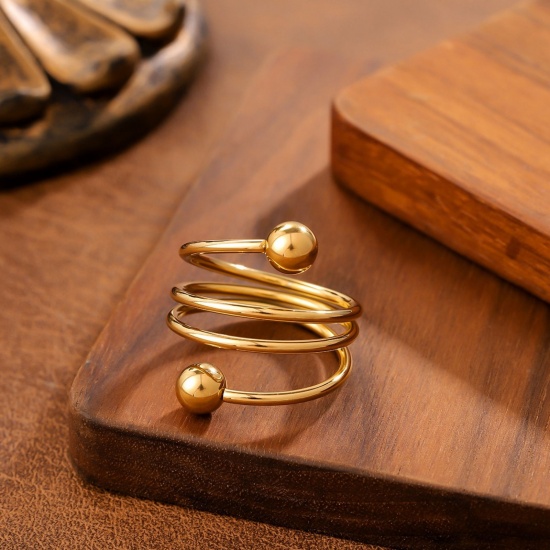 Picture of Wholesale Women's Gift Open Rings, 18K Gold Plated 201 Stainless Steel, Eco-friendly Exquisite Stylish Jewelry Supply, 20mm(US Size 10.25), 1 Piece