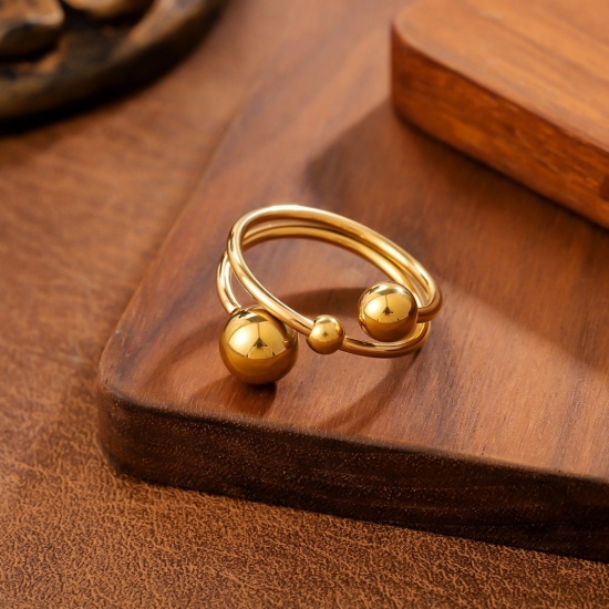 Picture of Wholesale Women's Gift Open Rings, 18K Gold Plated 201 Stainless Steel, Eco-friendly Exquisite Stylish Jewelry Supply, 20mm(US Size 10.25), 1 Piece