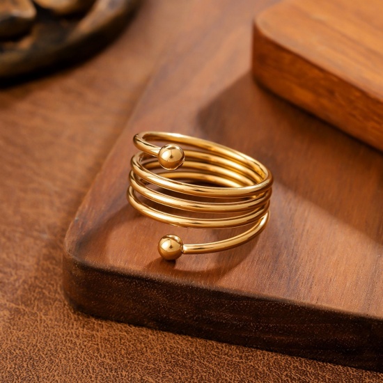 Picture of Wholesale Women's Gift Open Rings, 18K Gold Plated 201 Stainless Steel, Eco-friendly Exquisite Stylish Jewelry Supply, 20mm(US Size 10.25), 1 Piece