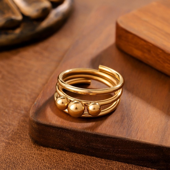 Bague Fleur En Acier Inoxydable Plaqué Or Taille 52 (USA 6) - Neuf Avec étiquettes, Marque Budget Beauté