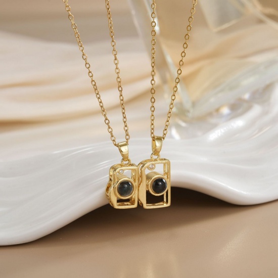Picture of Wholesale Camera Magnetic Pendant Charm Necklace, 18K Real Gold Plated 304 Stainless Steel & Brass Women's Eco-friendly PVD Vacuum Plating Waterproof Anti-Tarnish Hypoallergenic Valentine's Day Stylish Gift Jewelry For Retailer, 40cm(15.7") + 5cm(2") long, 1 Set ( 2 PCs/Set)