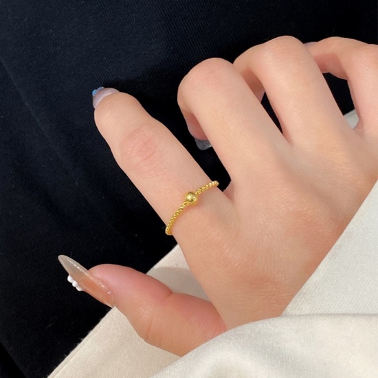 Picture of Wholesale Women's Gift Ball Unadjustable Rings, 18K Gold Plated 304 Stainless Steel, Eco-friendly Exquisite Dainty Jewelry Supply, 18.1mm(US Size 8), 1 Piece