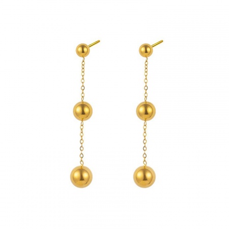 Picture of Wholesale Exquisite Stylish Earrings, 18K Gold Plated 304 Stainless Steel, Women's Eco-friendly Gift Jewelry Supply, 5cm, 1 Pair