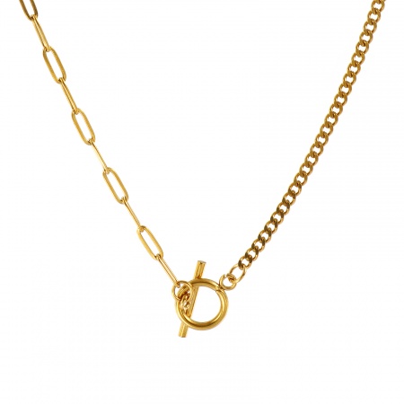 Imagen de Al Por Mayor Empalme Catena di Fermagli Collares, 18K Oro Real Chapado 304 Acero Inoxidable, Unisex Recubrimiento al Vacío PVD Ecológico Impermeable Antioxidante Hipoalergénico Minimalista Regalo Joyería Para Venta 47cm longitud, Tamaño de la Cadena: 3mm, 1 Unidad