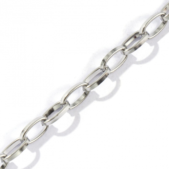 Image de de Gros Bracelets Argent Mat en 304 Acier Inoxydable, Chaîne de Trombone Unisexe Respectueux de la Nature Élégant Minimaliste Cadeau Fournitures de Bijoux 17cm long, 1 Pièce