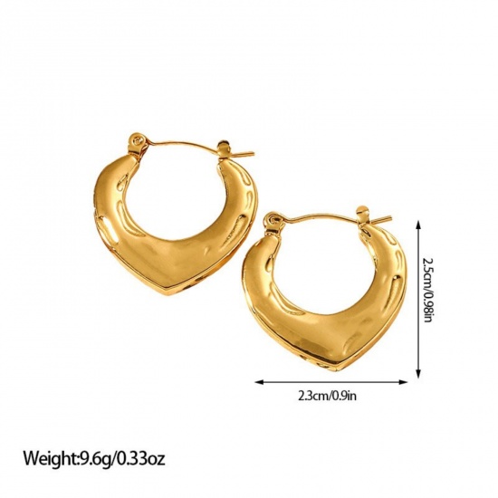 Picture of Wholesale Exquisite Stylish Hoop Earrings, 18K Gold Plated 304 Stainless Steel, Women's Eco-friendly Gift Jewelry Supply, 25mm x 23mm, 1 Pair