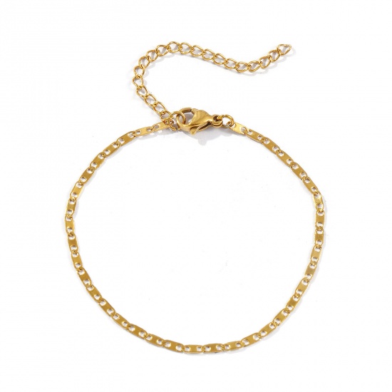 Picture of Wholesale Anchor Mariner Link Chain Bracelets, 18K Real Gold Plated 304 Stainless Steel, Unisex Eco-friendly PVD Vacuum Plating Waterproof Anti-Tarnish Hypoallergenic Stylish Minimalist Gift Jewelry Supply 16.5cm(6 4/8") long, 1 Piece