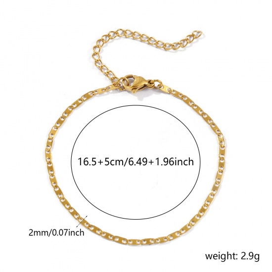 Picture of Wholesale Anchor Mariner Link Chain Bracelets, 18K Real Gold Plated 304 Stainless Steel, Unisex Eco-friendly PVD Vacuum Plating Waterproof Anti-Tarnish Hypoallergenic Stylish Minimalist Gift Jewelry Supply 16.5cm(6 4/8") long, 1 Piece