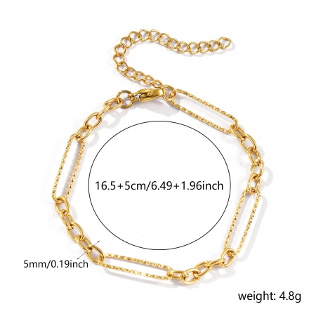 Picture of Wholesale 5:1 Figaro Link Chain Bracelets, 18K Real Gold Plated 304 Stainless Steel, Unisex Eco-friendly PVD Vacuum Plating Waterproof Anti-Tarnish Hypoallergenic Stylish Minimalist Gift Jewelry Supply 16.5cm(6 4/8") long, 1 Piece