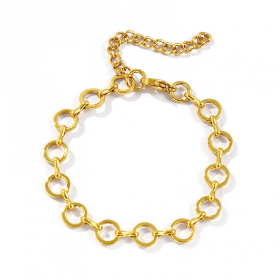 Immagine di All'Ingrosso Catena a Maglia Fatta a Mano Braccialetti, Placcato Oro 18K 304 Acciaio Inossidabile, Unisex Ecologico Elegante Minimalista Regalo Fornitura di Gioielli 17cm Lunghezza, 1 Pz