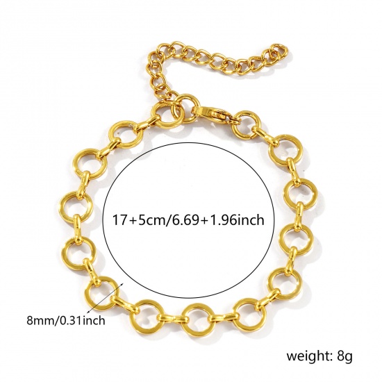 Immagine di All'Ingrosso Catena a Maglia Fatta a Mano Braccialetti, Placcato Oro 18K 304 Acciaio Inossidabile, Unisex Ecologico Elegante Minimalista Regalo Fornitura di Gioielli 17cm Lunghezza, 1 Pz
