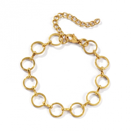 Immagine di All'Ingrosso Catena a Maglia Fatta a Mano Braccialetti, Placcato Oro 18K 304 Acciaio Inossidabile, Unisex Ecologico Elegante Minimalista Regalo Fornitura di Gioielli 16cm Lunghezza, 1 Pz