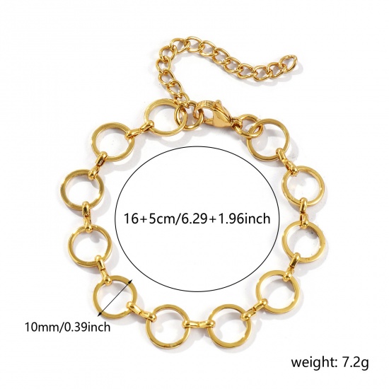 Immagine di All'Ingrosso Catena a Maglia Fatta a Mano Braccialetti, Placcato Oro 18K 304 Acciaio Inossidabile, Unisex Ecologico Elegante Minimalista Regalo Fornitura di Gioielli 16cm Lunghezza, 1 Pz