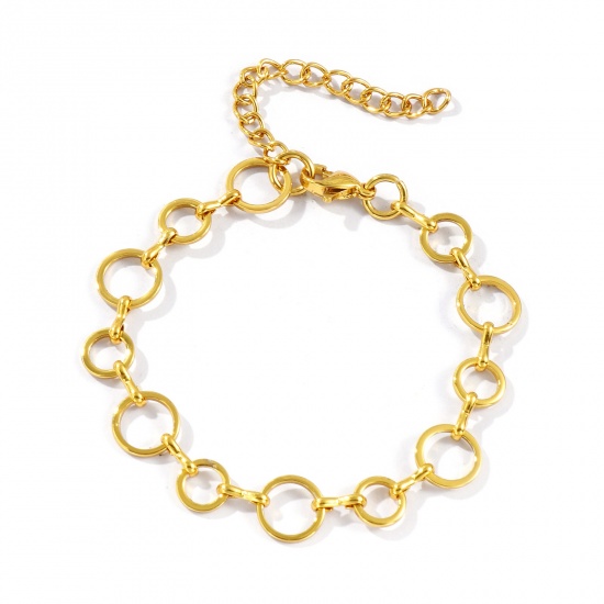 Immagine di All'Ingrosso Catena a Maglia Fatta a Mano Braccialetti, Placcato Oro 18K 304 Acciaio Inossidabile, Unisex Ecologico Elegante Minimalista Regalo Fornitura di Gioielli 16.5cm Lunghezza, 1 Pz