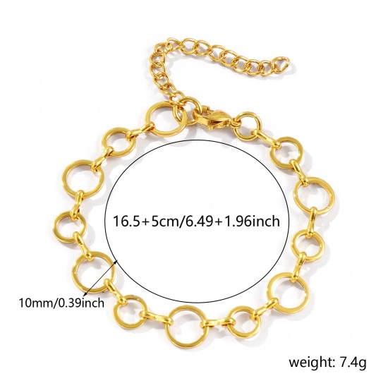 Immagine di All'Ingrosso Catena a Maglia Fatta a Mano Braccialetti, Placcato Oro 18K 304 Acciaio Inossidabile, Unisex Ecologico Elegante Minimalista Regalo Fornitura di Gioielli 16.5cm Lunghezza, 1 Pz