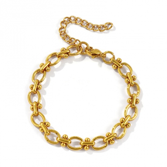 Immagine di All'Ingrosso Catena a Maglia Fatta a Mano Braccialetti, Placcato Oro 18K 304 Acciaio Inossidabile, Unisex Ecologico Elegante Minimalista Regalo Fornitura di Gioielli 17cm Lunghezza, 1 Pz