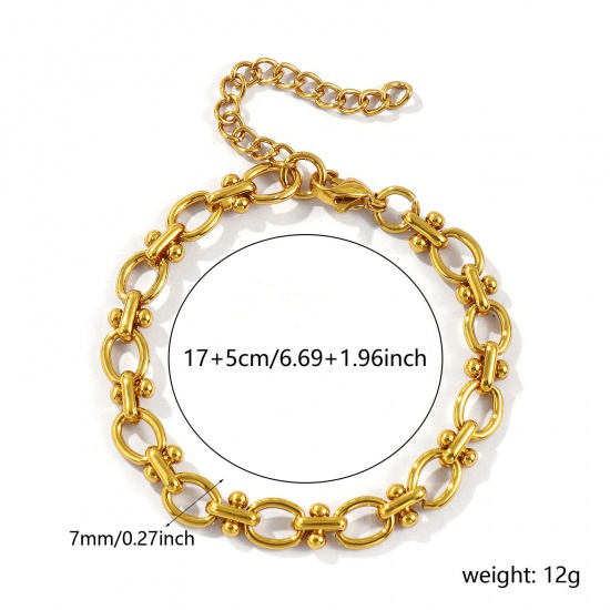 Immagine di All'Ingrosso Catena a Maglia Fatta a Mano Braccialetti, Placcato Oro 18K 304 Acciaio Inossidabile, Unisex Ecologico Elegante Minimalista Regalo Fornitura di Gioielli 17cm Lunghezza, 1 Pz
