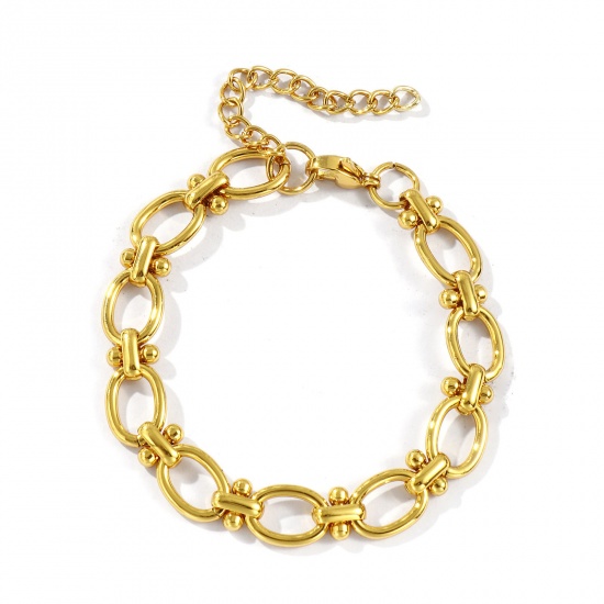 Immagine di All'Ingrosso Catena a Maglia Fatta a Mano Braccialetti, Placcato Oro 18K 304 Acciaio Inossidabile, Unisex Ecologico Elegante Minimalista Regalo Fornitura di Gioielli 17cm Lunghezza, 1 Pz
