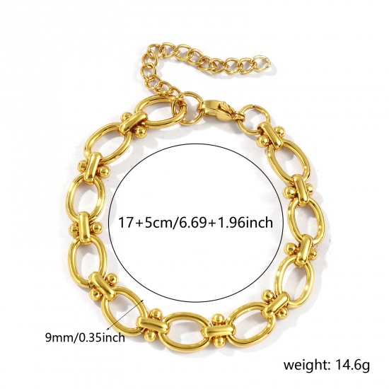 Immagine di All'Ingrosso Catena a Maglia Fatta a Mano Braccialetti, Placcato Oro 18K 304 Acciaio Inossidabile, Unisex Ecologico Elegante Minimalista Regalo Fornitura di Gioielli 17cm Lunghezza, 1 Pz
