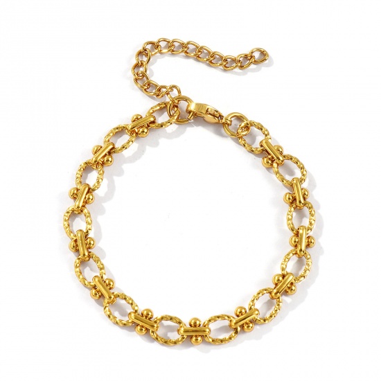Immagine di All'Ingrosso Catena a Maglia Fatta a Mano Braccialetti, Placcato Oro 18K 304 Acciaio Inossidabile, Unisex Ecologico Elegante Minimalista Regalo Fornitura di Gioielli 17cm Lunghezza, 1 Pz