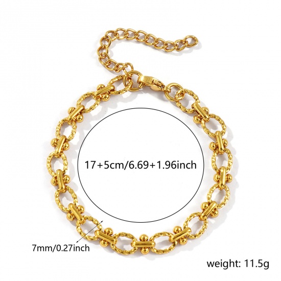 Immagine di All'Ingrosso Catena a Maglia Fatta a Mano Braccialetti, Placcato Oro 18K 304 Acciaio Inossidabile, Unisex Ecologico Elegante Minimalista Regalo Fornitura di Gioielli 17cm Lunghezza, 1 Pz