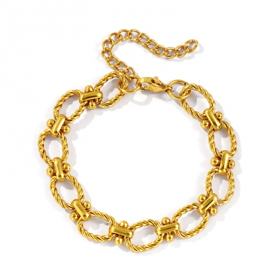 Immagine di All'Ingrosso Catena a Maglia Fatta a Mano Braccialetti, Placcato Oro 18K 304 Acciaio Inossidabile, Unisex Ecologico Elegante Minimalista Regalo Fornitura di Gioielli 17cm Lunghezza, 1 Pz