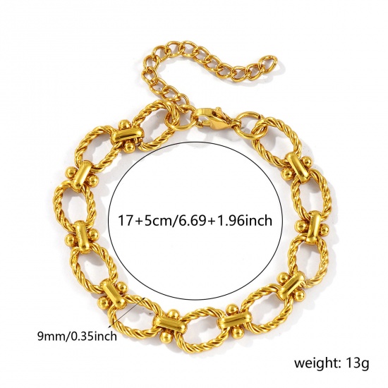 Immagine di All'Ingrosso Catena a Maglia Fatta a Mano Braccialetti, Placcato Oro 18K 304 Acciaio Inossidabile, Unisex Ecologico Elegante Minimalista Regalo Fornitura di Gioielli 17cm Lunghezza, 1 Pz