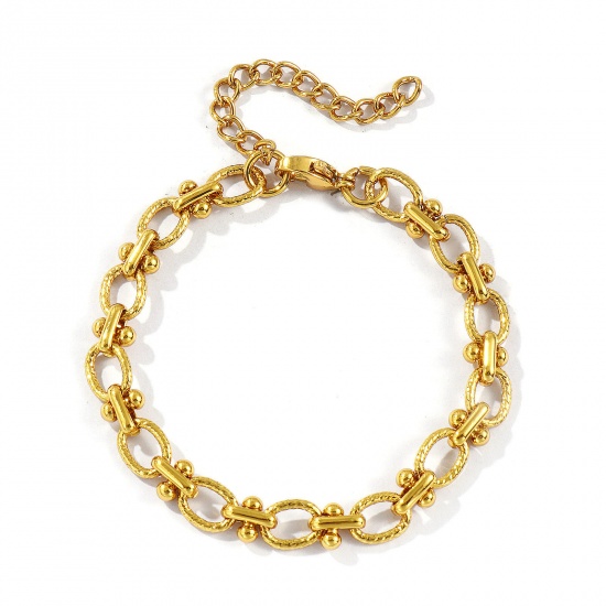 Immagine di All'Ingrosso Catena a Maglia Fatta a Mano Braccialetti, Placcato Oro 18K 304 Acciaio Inossidabile, Unisex Ecologico Elegante Minimalista Regalo Fornitura di Gioielli 17cm Lunghezza, 1 Pz