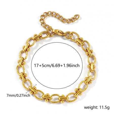 Immagine di All'Ingrosso Catena a Maglia Fatta a Mano Braccialetti, Placcato Oro 18K 304 Acciaio Inossidabile, Unisex Ecologico Elegante Minimalista Regalo Fornitura di Gioielli 17cm Lunghezza, 1 Pz