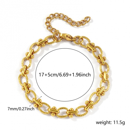 Immagine di All'Ingrosso Catena a Maglia Fatta a Mano Braccialetti, Placcato Oro 18K 304 Acciaio Inossidabile, Unisex Ecologico Elegante Minimalista Regalo Fornitura di Gioielli 17cm Lunghezza, 1 Pz