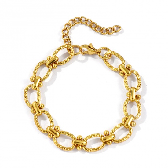Immagine di All'Ingrosso Catena a Maglia Fatta a Mano Braccialetti, Placcato Oro 18K 304 Acciaio Inossidabile, Unisex Ecologico Elegante Minimalista Regalo Fornitura di Gioielli 17cm Lunghezza, 1 Pz