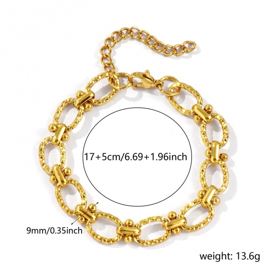 Immagine di All'Ingrosso Catena a Maglia Fatta a Mano Braccialetti, Placcato Oro 18K 304 Acciaio Inossidabile, Unisex Ecologico Elegante Minimalista Regalo Fornitura di Gioielli 17cm Lunghezza, 1 Pz