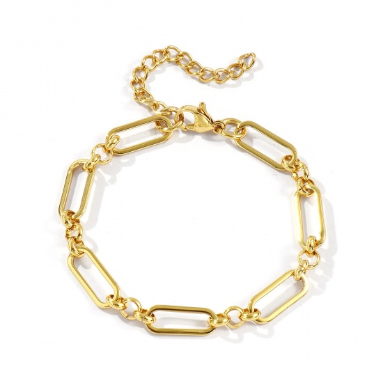 Immagine di All'Ingrosso Catena a Cavo Braccialetti, Placcato Oro 18K 304 Acciaio Inossidabile, Unisex Ecologico Elegante Minimalista Regalo Fornitura di Gioielli 17cm Lunghezza, 1 Pz