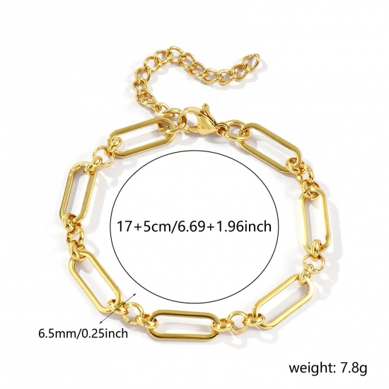 Immagine di All'Ingrosso Catena a Cavo Braccialetti, Placcato Oro 18K 304 Acciaio Inossidabile, Unisex Ecologico Elegante Minimalista Regalo Fornitura di Gioielli 17cm Lunghezza, 1 Pz