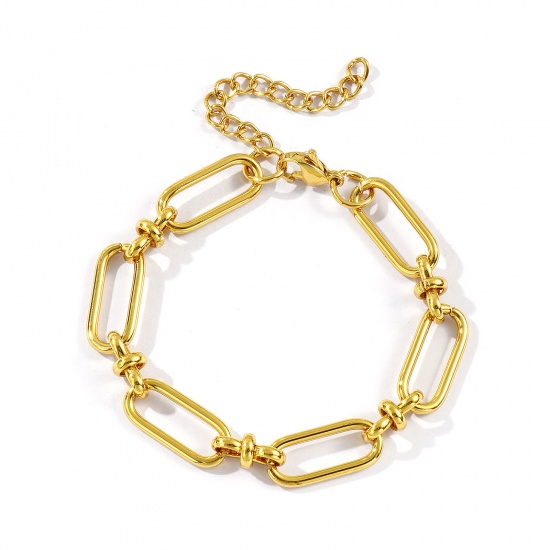 Immagine di All'Ingrosso Catena a Maglia Fatta a Mano Braccialetti, Placcato Oro 18K 304 Acciaio Inossidabile, Unisex Ecologico Elegante Minimalista Regalo Fornitura di Gioielli 17cm Lunghezza, 1 Pz