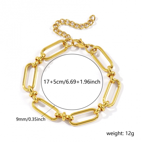 Immagine di All'Ingrosso Catena a Maglia Fatta a Mano Braccialetti, Placcato Oro 18K 304 Acciaio Inossidabile, Unisex Ecologico Elegante Minimalista Regalo Fornitura di Gioielli 17cm Lunghezza, 1 Pz