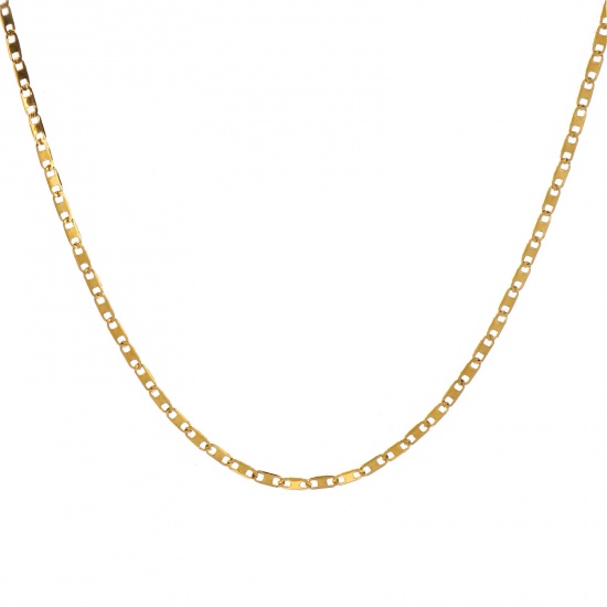 Picture of Wholesale Anchor Mariner Link Chain Necklace, 18K Real Gold Plated 304 Stainless Steel, Unisex Eco-friendly PVD Vacuum Plating Waterproof Anti-Tarnish Hypoallergenic Minimalist Gift Jewelry For Retailer 45cm(17.7") + 5cm(2") long, Chain Size: 2mm, 1 Piece