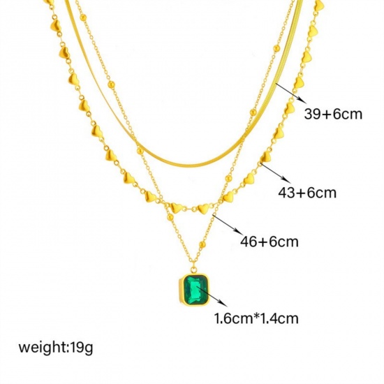 Image de Collier à Breloques En Gros Plaqué Or 18K en 304 Acier Inoxydable, Multicouche aux Femmes Revêtement sous Vide PVD Respectueux de l'Environnement Exquis À la Mode Cadeau Bijoux pour Détaillants 46cm + 6cm long, 1 Pièce