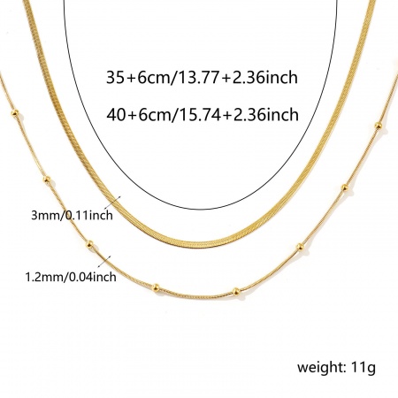 Picture of Wholesale Necklace, 18K Gold Plated 304 Stainless Steel Flat Snake Chain, Women's Eco-friendly PVD Vacuum Plating Exquisite Dainty Gift Jewelry For Retailer 35cm(13.8") + 6cm(2.4") long, 40cm(15.7") + 6cm(2.4") long, 1 Set ( 2 PCs/Set)