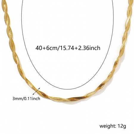 Picture of Wholesale Necklace, 18K Gold Plated 304 Stainless Steel Flat Snake Chain, Women's Eco-friendly PVD Vacuum Plating Exquisite Dainty Gift Jewelry For Retailer 40cm(15.7") + 6cm(2.4") long, 1 Piece