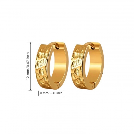 Picture of Wholesale Stylish Dainty Huggie Hoop Earrings, Spot 18K Gold Plated 304 Stainless Steel, Women's Eco-friendly Gift Jewelry Supply 12mm Dia., 1 Pair