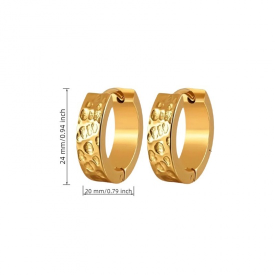 Picture of Wholesale Stylish Dainty Hoop Earrings, Spot 18K Gold Plated 304 Stainless Steel, Women's Eco-friendly Gift Jewelry Supply 24mm Dia., 1 Pair