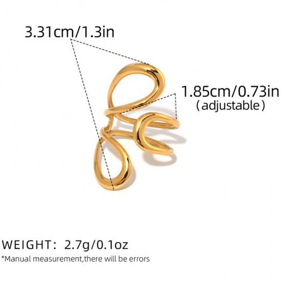 Picture of Wholesale Women's Gift Open Rings, 18K Gold Plated 304 Stainless Steel, Eco-friendly PVD Vacuum Plating Stylish Dainty Jewelry Supply 18.5mm(US size 8.5), 1 Piece