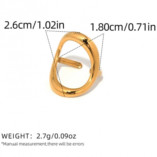 Picture of Wholesale Women's Gift Open Adjustable Rings, 18K Gold Plated 304 Stainless Steel, Eco-friendly PVD Vacuum Plating Stylish Dainty Jewelry Supply 18mm(US Size 7.75), 1 Piece